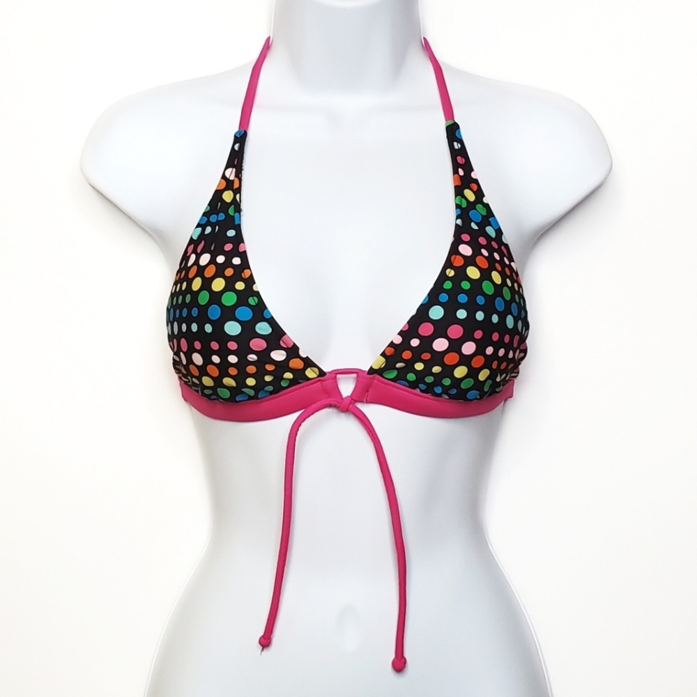Arizona Polka Dot Bikini Top Black Pink Small